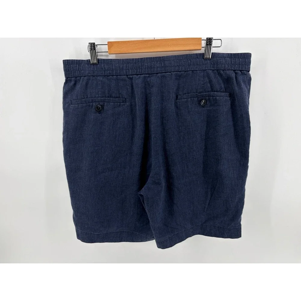 Hart Schaffner Marx Shorts, Navy Linen Blend, Casual, Pull-On, Men's Size 38